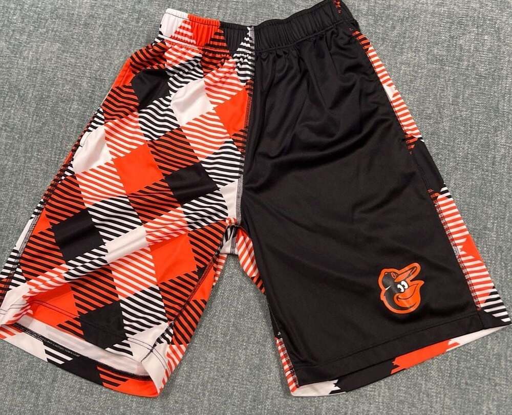 Loudmouth Baltimore Orioles MLB Argyle Performance Gym Shorts Black Orange